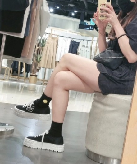 P*ADA ] 수입 여성 더블 휠 리나일론 개버딘 스니커즈