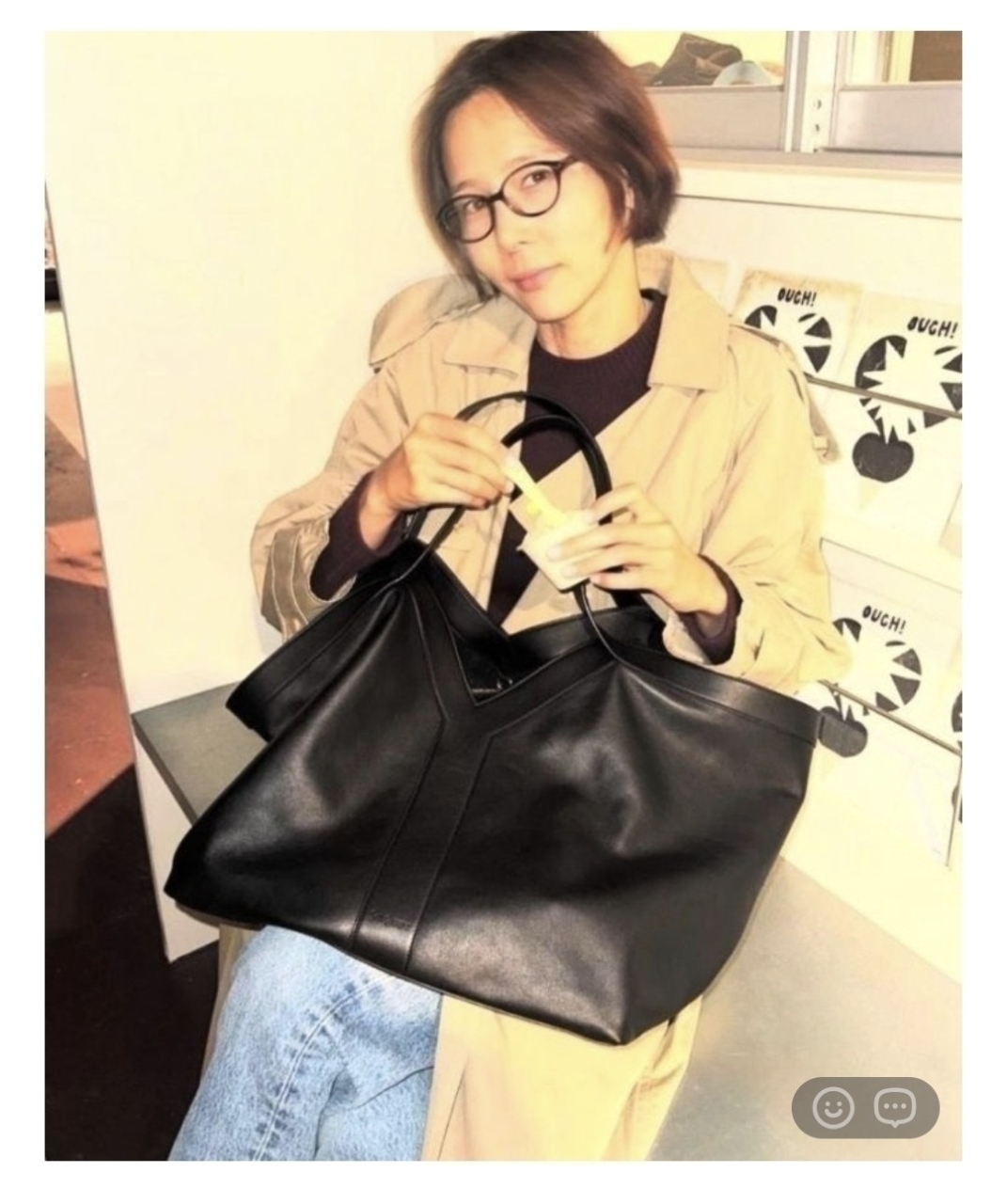 Y.S.L ] 수입 가죽 소재의 Y 토트